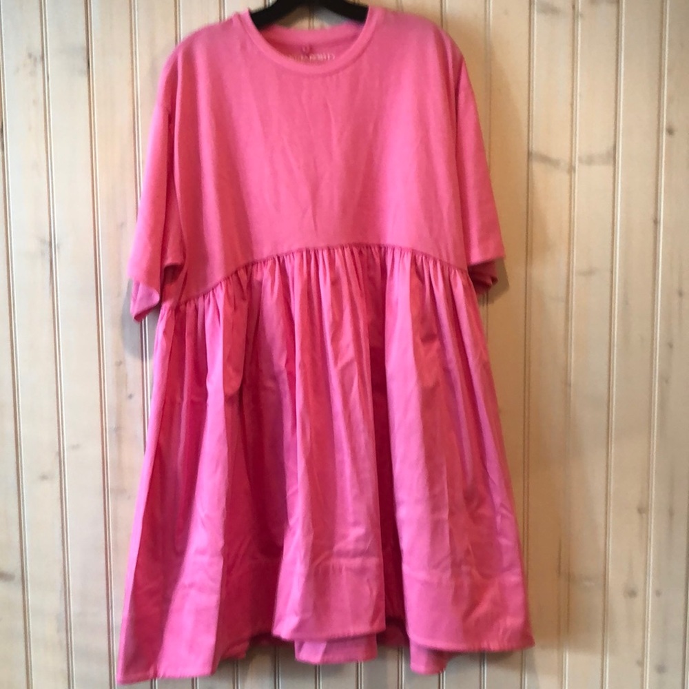 Cynthia Rowley Bree combo T-shirt dress in pink woven and knit dress.  Sz M - Picture 3 of 5